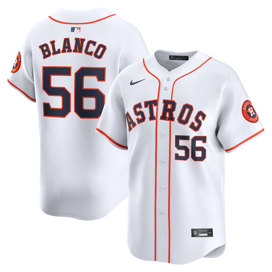 Men Houston Astros 56 Ronel Blanco Nike White Home Limited Player MLB Jersey